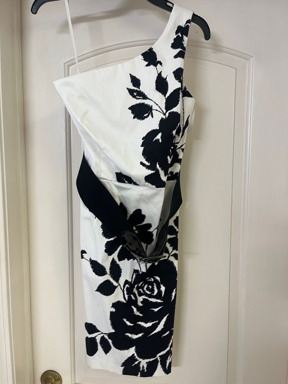 NWT- B. Smart Black and White One-Shoulder Dress